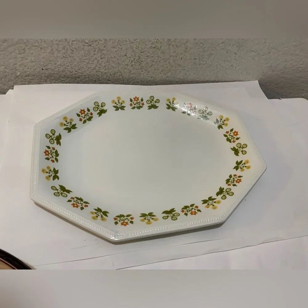 Johnson Brothers Heritage POSY hexagonal orange flowers platter 12'' EUC G21
